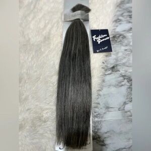 18 In Gray With silver highlights Bulk hair extensions in straight hair